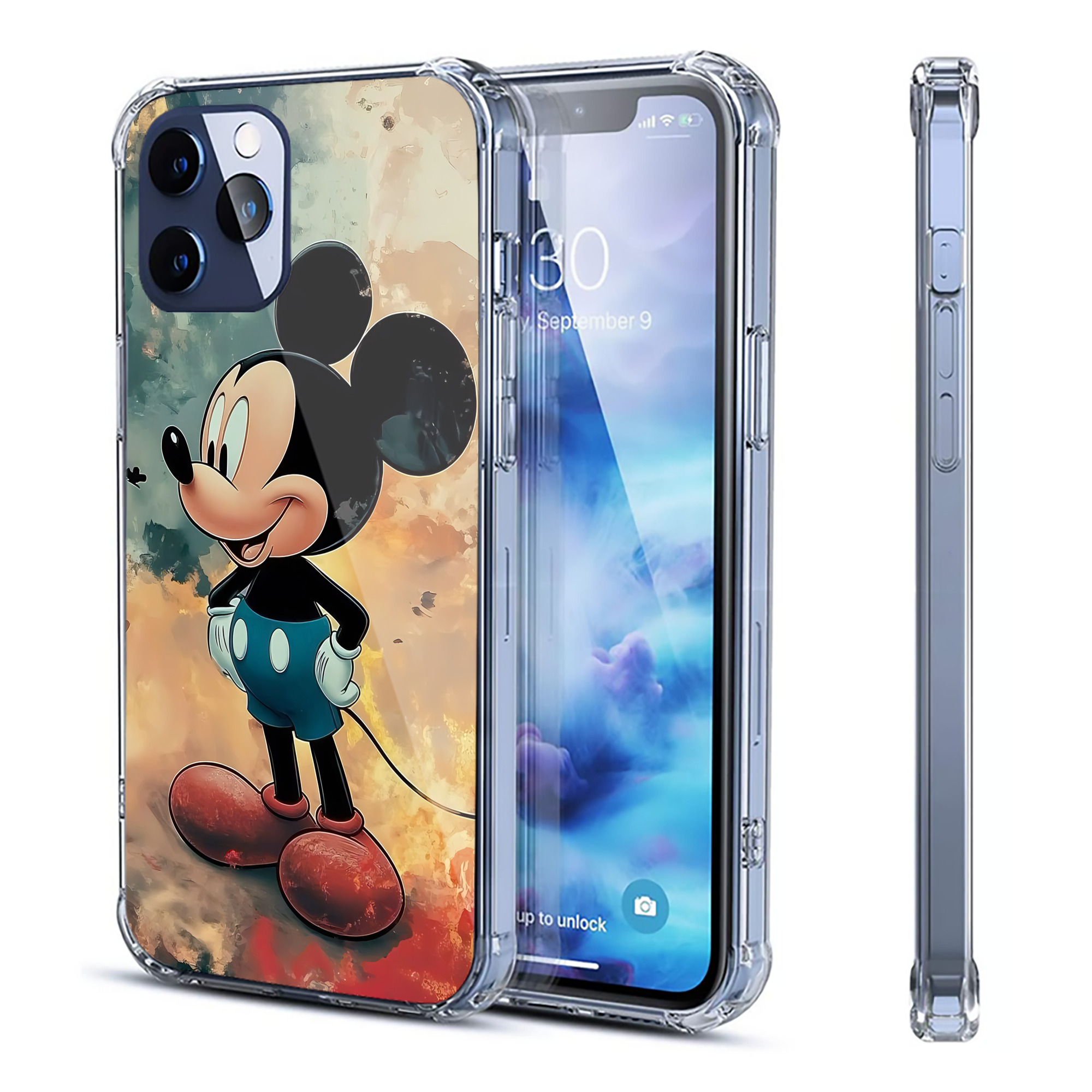 （画像用） ミッキーマウス Mickey Mouse 【iPhone 12シリーズ対応】透明スマホケース（クリアソフトケース）